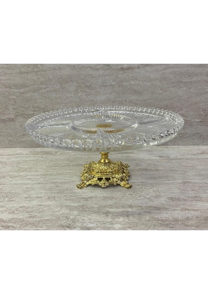 Ayaklı Dekoratif Cam Çerezlik Meyvelik Sunumluk 5 Bölmeli fiyatları