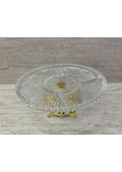 Ayaklı Dekoratif Cam Çerezlik Meyvelik Sunumluk 5 Bölmeli fırsatları