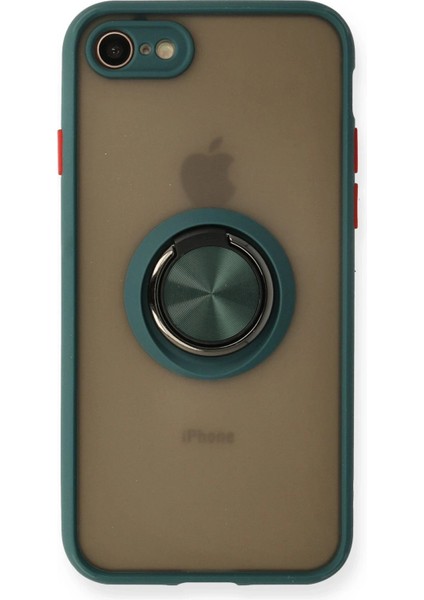 Newface iPhone 7 Kılıf Montreal Yüzüklü Silikon Kapak - Yeşil