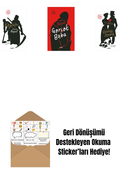 Köylüler + Goriot Baba (Ciltli) + Vadideki Zambak + Okuma Sticker'ları
