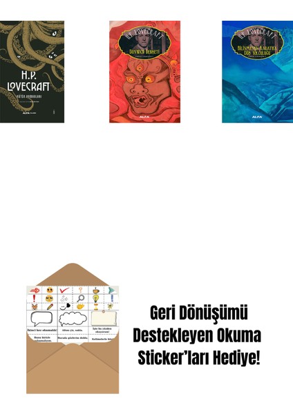 H.p. Lovecraft - Bütün Romanları (Ciltli) + Dunwich Dehşeti + Bilinmeyen Kadath'a Düş Yolculuğu + Okuma Sticker'ları