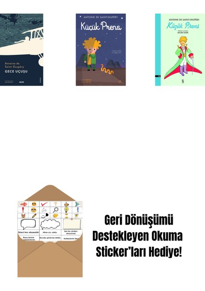 Gece Uçuşu + Küçük Prens (Ciltli) - Büyük Boy + Küçük Prens + Okuma Sticker'ları