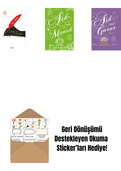 Lady Susan + Aşk ve Mantık (Ciltli) + Aşk ve Gurur (Ciltli) + Okuma Sticker'ları