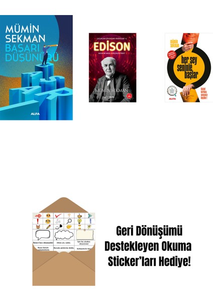 Başarı Düşünürü + Edison + Her Şey Seninle Başlar + Okuma Sticker'ları