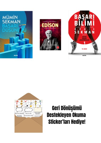 Başarı Düşünürü + Edison + Başarı Bilimi + Okuma Sticker'ları