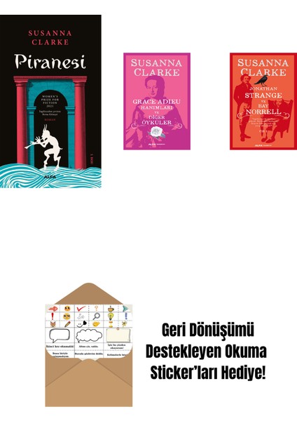Piranesi + Grace Adieu Hanımları ve Diğerleri + Jonathan Strange ve Bay Norrell - 1 + Okuma Sticker'ları