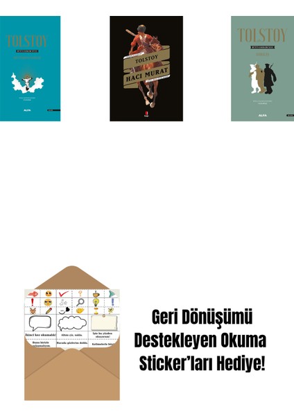 Tolstoy Bütün Eserleri 18 (Ciltli) + Hacı Murat + Tolstoy Bütün Eserleri 13 (Ciltli) + Okuma Sticker'ları