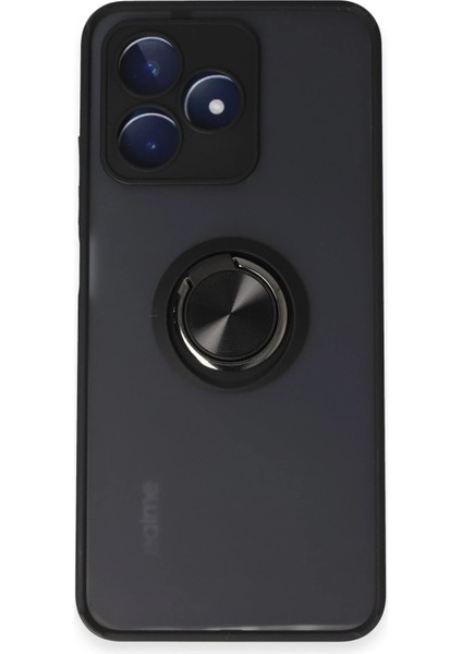 Newface Realme C53 Kılıf Montreal Yüzüklü Silikon Kapak - Siyah