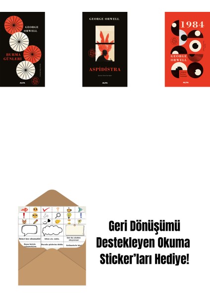Burma Günleri (Ciltli) + Aspidistra (Ciltli) + 1984 (Ciltli) + Okuma Sticker'ları