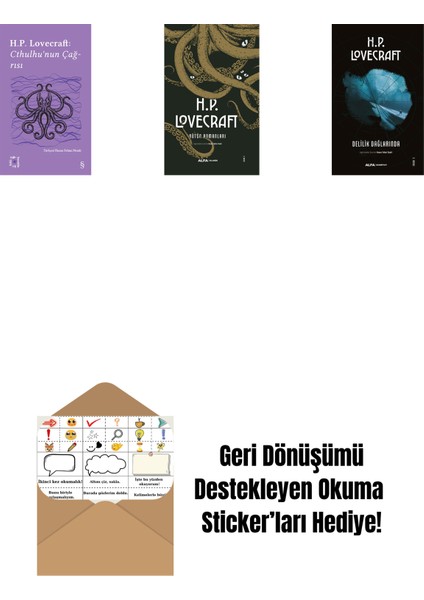 Everest Açıkhava 6 - Cthulhu’nun Çağrısı + H.p. Lovecraft - Bütün Romanları (Ciltli) + Delilik Dağlarında + Okuma Sticker'ları