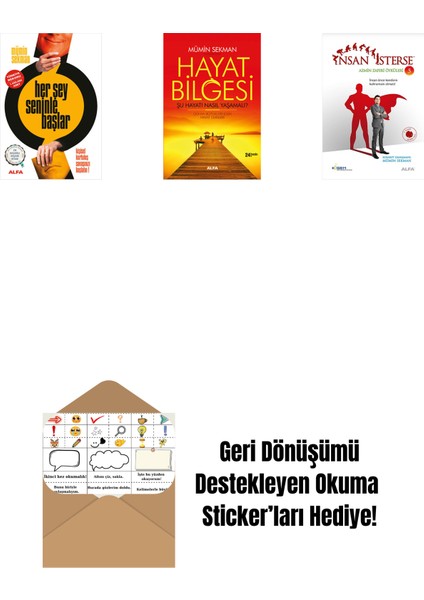 Her Şey Seninle Başlar + Hayat Bilgesi + Insan Isterse - Azmin Zaferi Öyküleri 5 + Okuma Sticker'ları