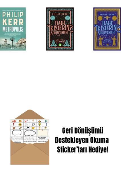 Metropolis + Dahi Ikizlerin Serüvenleri - Faizabad'ın Beş Fakiri + Dahi Ikizlerin Serüvenleri - Babilli Mavi Cin + Okuma Sticker'ları