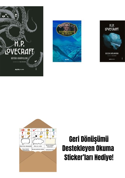 H.p. Lovecraft - Bütün Hikayeleri (Ciltli) + Bilinmeyen Kadath'a Düş Yolculuğu + Delilik Dağlarında + Okuma Sticker'ları