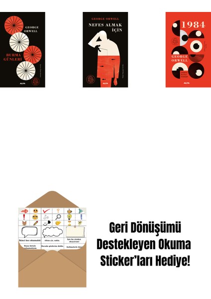 Burma Günleri + Nefes Almak Için (Ciltli) + 1984 (Ciltli) + Okuma Sticker'ları