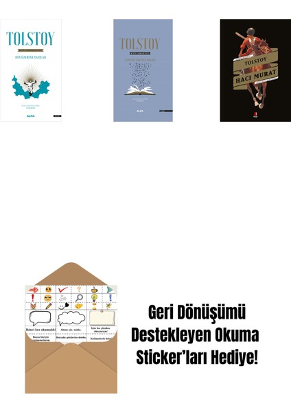 Tolstoy Bütün Eserleri 18 + Tolstoy Bütün Eserleri 17 (Ciltli) + Hacı Murat + Okuma Sticker'ları