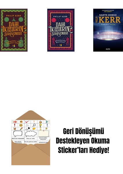 Dahi Ikizlerin Serüvenleri - Katmandu'nun Kobra Kralı + Dahi Ikizlerin Serüvenleri - Akhenaten Macerası + Sahte Dokuz + Okuma Sticker'ları