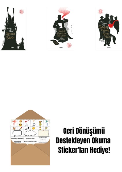 Tekinsiz Öyküler + Sherlock Holmes'un Son Görevi + Sherlock Holmes - Korku Vadisi + Okuma Sticker'ları