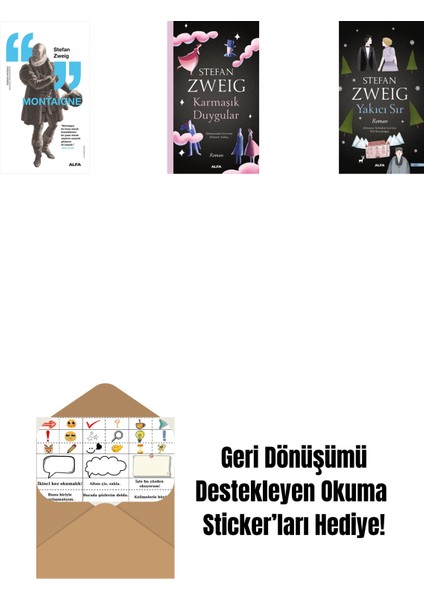 Montaigne + Karmaşık Duygular + Yakıcı Sır + Okuma Sticker'ları