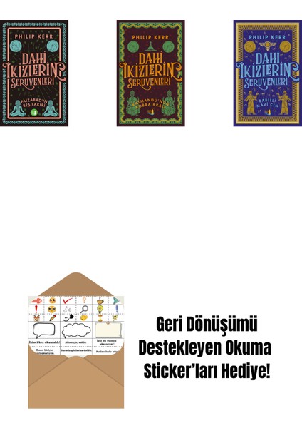Dahi Ikizlerin Serüvenleri - Faizabad'ın Beş Fakiri + Dahi Ikizlerin Serüvenleri - Katmandu'nun Kobra Kralı + Dahi Ikizlerin Serüvenleri - Babilli Mavi Cin + Okuma Sticker'ları