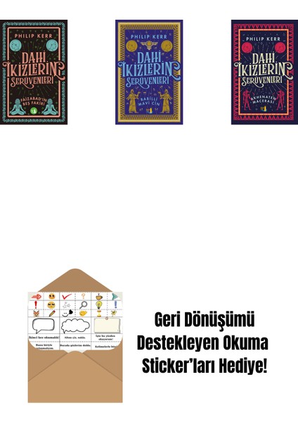 Dahi Ikizlerin Serüvenleri - Faizabad'ın Beş Fakiri + Dahi Ikizlerin Serüvenleri - Babilli Mavi Cin + Dahi Ikizlerin Serüvenleri - Akhenaten Macerası + Okuma Sticker'ları