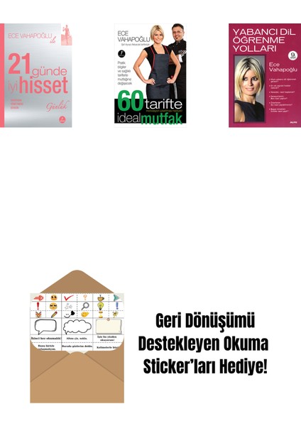 21 Günde Iyi Hisset (Günlük) + 60 Tarifte Ideal Mutfak + Yabancı Dil Öğrenme Yolları + Okuma Sticker'ları