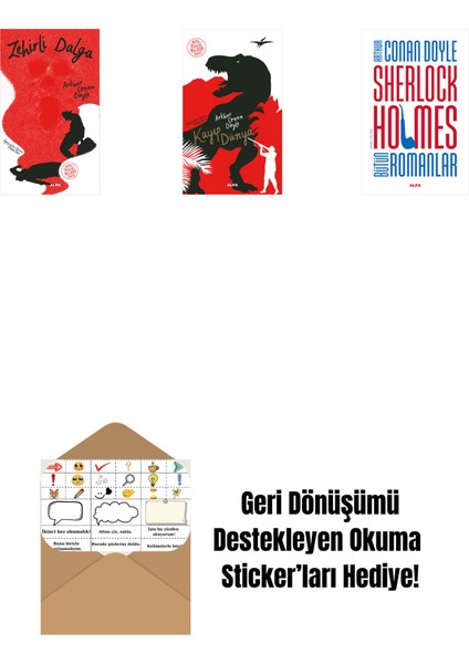 Zehirli Dalga + Kayıp Dünya + Sherlock Holmes - Bütün Romanlar (Ciltli) + Okuma Sticker'ları