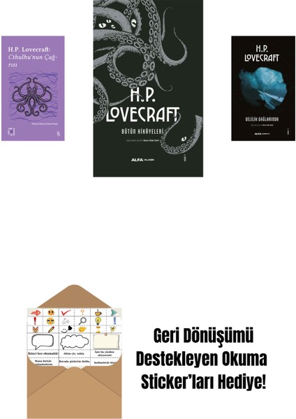 Everest Açıkhava 6 - Cthulhu’nun Çağrısı + H.p. Lovecraft - Bütün Hikayeleri (Ciltli) + Delilik Dağlarında + Okuma Sticker'ları
