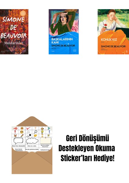 Mandarinler + Başkalarının Kanı + Sartre’a Mektuplar 1: 1930-1939 + Okuma Sticker'ları