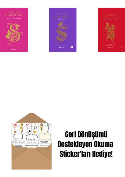 Şirret Evcilleşmesi (Ciltli) + Kral Lear (Ciltli) + Fırtına + Okuma Sticker'ları