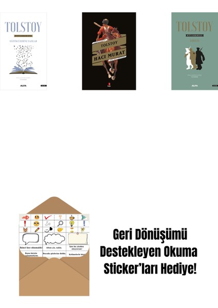 Tolstoy Bütün Eserleri 17 + Hacı Murat + Tolstoy Bütün Eserleri 13 (Ciltli) + Okuma Sticker'ları