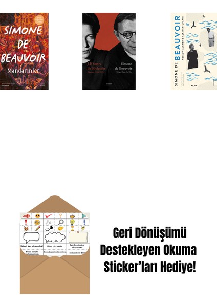 Mandarinler + J. P. Sartre Ile Söyleşiler + Müphemlik Ahlakı Üzerine - Pirus ve Sineas + Okuma Sticker'ları