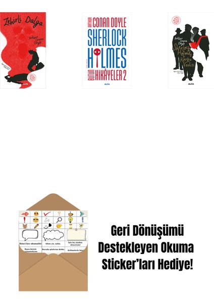 Zehirli Dalga + Sherlock Holmes - Bütün Hikayeler 2 (Ciltli) + Sherlock Holmes - Korku Vadisi + Okuma Sticker'ları