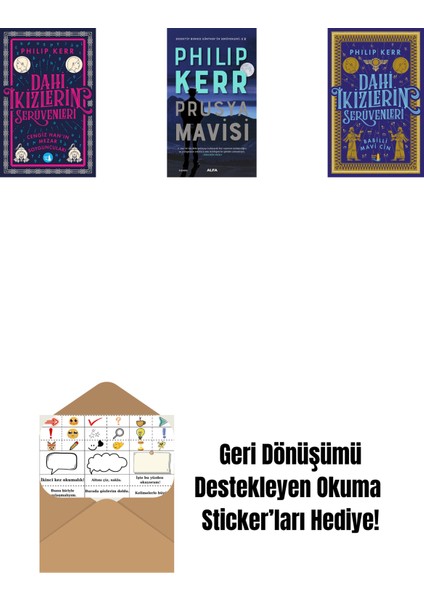 Dahi Ikizlerin Serüvenleri - Cengiz Han’ın Mezar Soyguncuları + Prusya Mavisi + Dahi Ikizlerin Serüvenleri - Babilli Mavi Cin + Okuma Sticker'ları