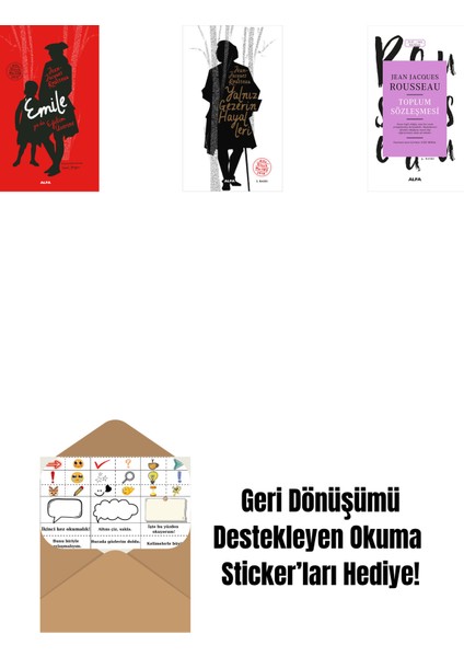 Emile Ya Da Eğitim Üzerine (Ciltli) + Yalnız Gezerin Hayalleri + Toplum Sözleşmesi + Okuma Sticker'ları