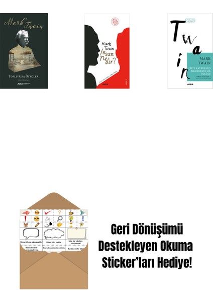 Toplu Kısa Öyküler + Insan Nedir? + Çifte Kavrulmuş Bir Dedektiflik Öyküsü + Okuma Sticker'ları