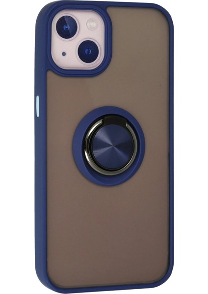 Newface iPhone 13 Kılıf Montreal Yüzüklü Silikon Kapak - Lacivert modelleri