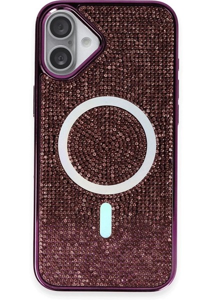 Newface iPhone 16 Kılıf Diamond Magsafe Kapak - Derin Mor
