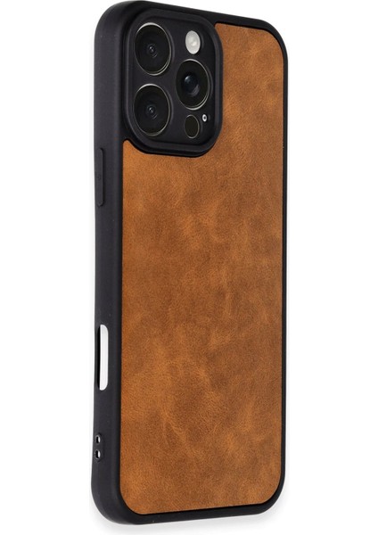 Newface iPhone 16 Pro Max Kılıf Aras Deri Kapak - Taba