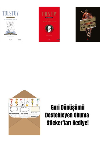 Tolstoy Bütün Eserleri 17 + Tolstoy Bütün Eserleri 15 (Ciltli) + Hacı Murat + Okuma Sticker'ları