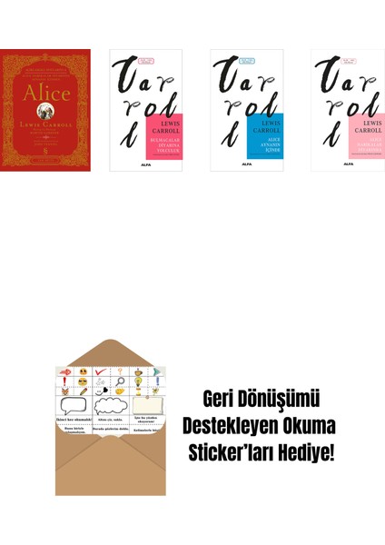Lewis Carrol 4 Kitap Set + Okuma Sticker'ları