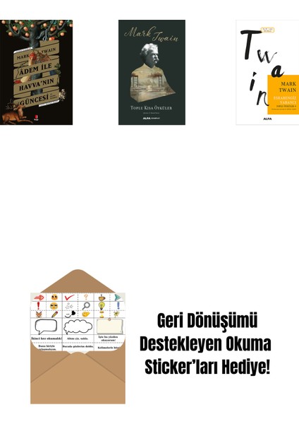 Adem ile Havva’nın Güncesi + Toplu Kısa Öyküler (Ciltli) + Esrarengiz Yabancı + Okuma Sticker'ları