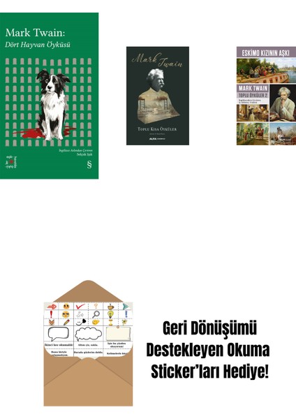 Everest Açıkhava 41 - Dört Hayvan Öyküsü + Toplu Kısa Öyküler (Ciltli) + Eskimo Kızının Aşkı + Okuma Sticker'ları