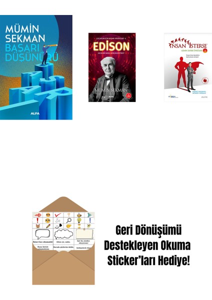 Başarı Düşünürü + Edison + Insan Isterse - Azmin Zaferi Öyküleri 5 + Okuma Sticker'ları