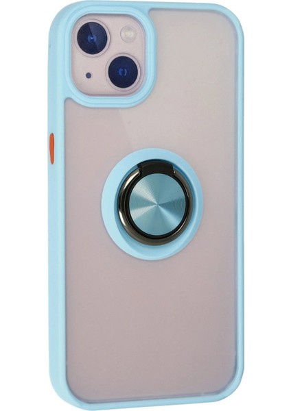 Newface iPhone 13 Kılıf Montreal Yüzüklü Silikon Kapak - Buz Mavi modelleri