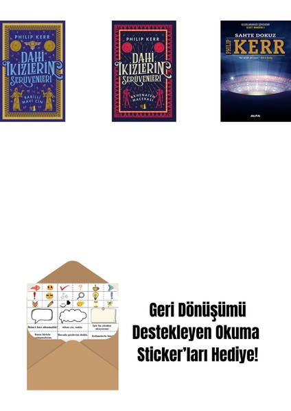 Dahi Ikizlerin Serüvenleri - Babilli Mavi Cin + Dahi Ikizlerin Serüvenleri - Akhenaten Macerası + Sahte Dokuz + Okuma Sticker'ları