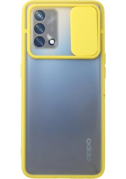 Newface Oppo A74 4g Kılıf Palm Buzlu Kamera Sürgülü Silikon - Sarı