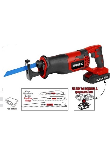 9072 Çift Akülü Tilki Kuyruğu Testere 2X20V 2AH (Çantalı)