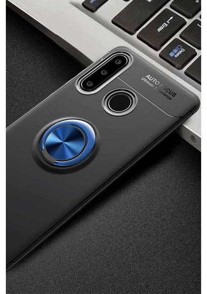 Newface Huawei Y6P Kılıf Range Yüzüklü Silikon - Siyah-Mavi fiyatları