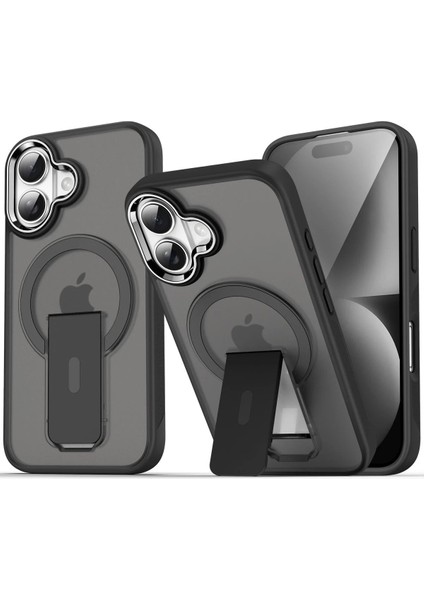 Newface iPhone 16 Plus Kılıf Tork Magsafe Standlı Kapak - Siyah