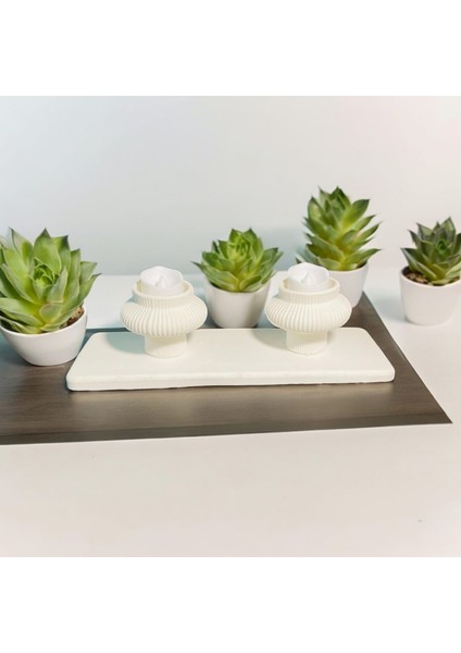 2 Li Mumluk Seti Mumlar ve Alt Taban Dahil Konsept Hediyelik